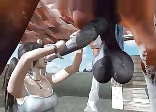 Lara Croft pulverized by a hung horse