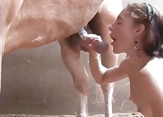 Skinny chick and her horse