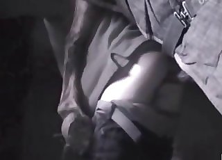 Horny dude is preparing himself to be fucked by a horse